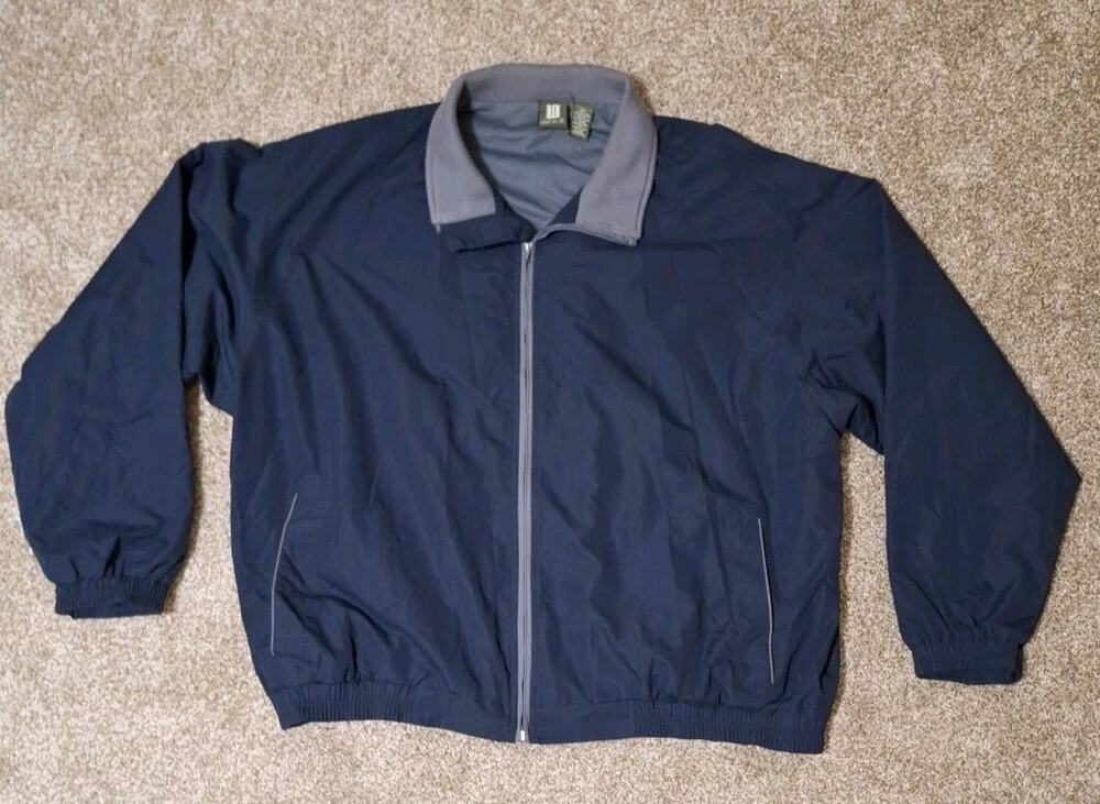 Hartwell Men’s Jacket Full Zip Lightweight Ribbed Collar XXL Navy/Gray Lined